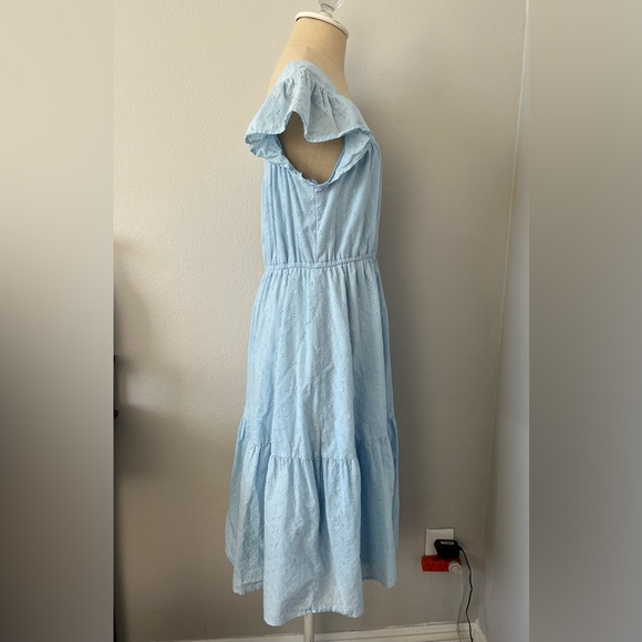 Jamie Layla Petite Eyelet Flutter Sleeve Tiered Midi Dress - Picture 4 of 7